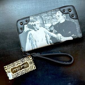 Rock Rebel Bride Of Frankenstein Zip Around Wallet
